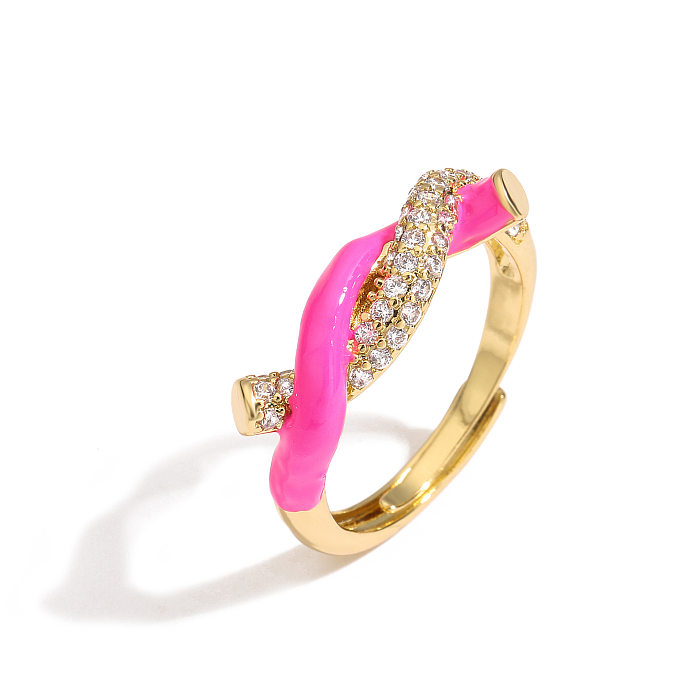 Fashion Geometric Copper Rings Enamel Zircon Copper Rings