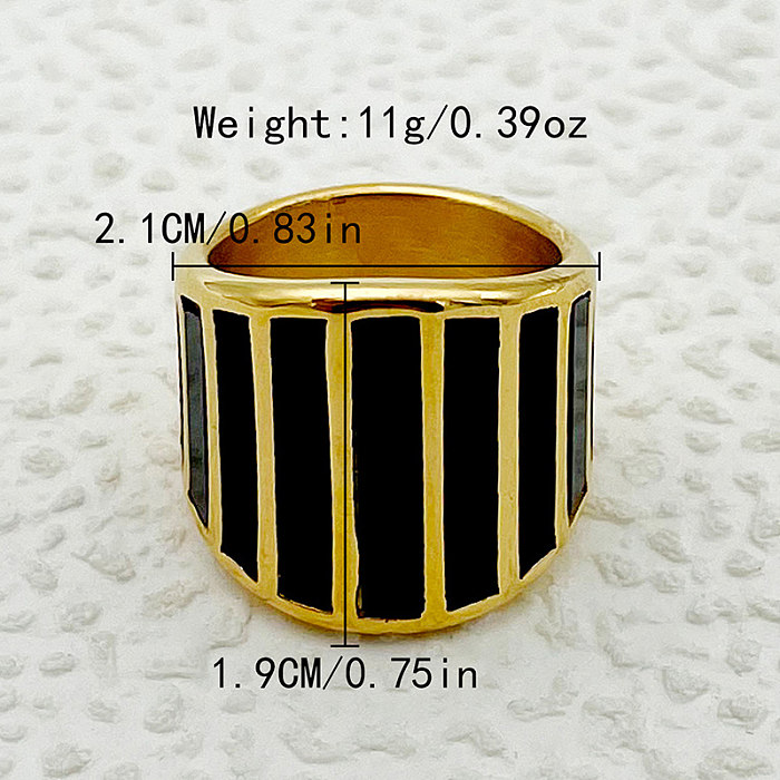 Atacado elegante retro estilo simples geométrico chapeamento de aço inoxidável anéis banhados a ouro