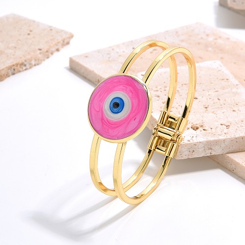 Cute Devil'S Eye Copper Handmade Plating 18K Gold Plated Bangle