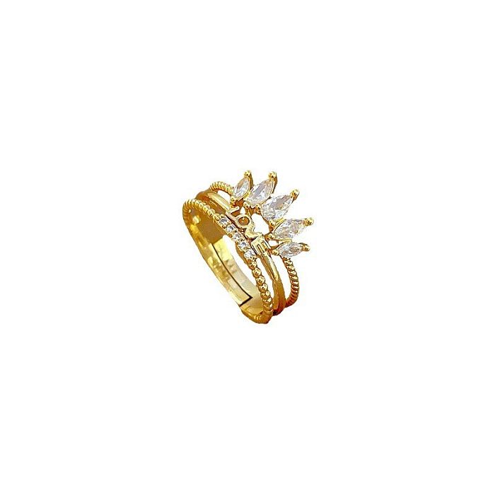 IG Style Simple Style Love Crown Titanium Steel Plating Inlay Artificial Gemstones Gold Plated Open Rings