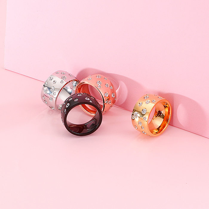 Kalen nova moda europeia e americana ninho de aço inoxidável cheio de diamante brilhante anel de casal ornamento de barraca