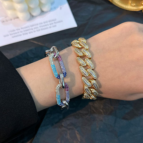 Bracelets décontractés en Zircon avec incrustation de cuivre de couleur unie brillante