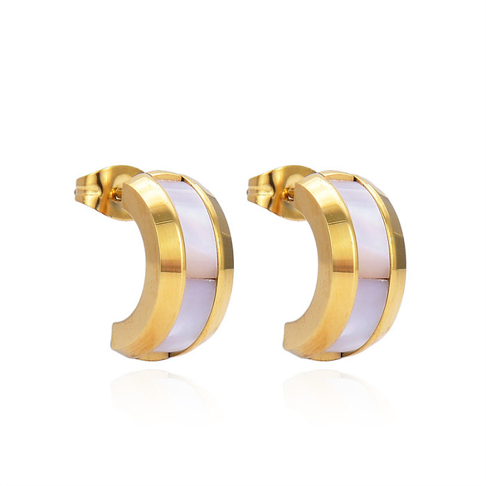 C-förmige Ohrringe mit Titanstahlbeschichtung im französischen Stil