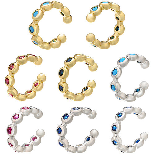 Clip d'oreille géométrique Simple en Zircon de couleur Micro incrusté, vente en gros de bijoux