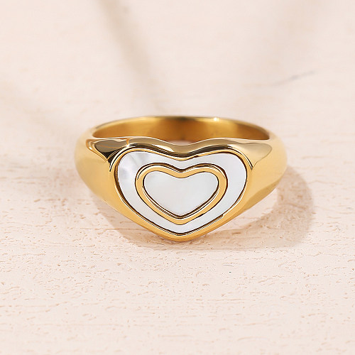 Fashion Heart Shape Titanium Steel Rings Plating Shell Stainless Steel Rings