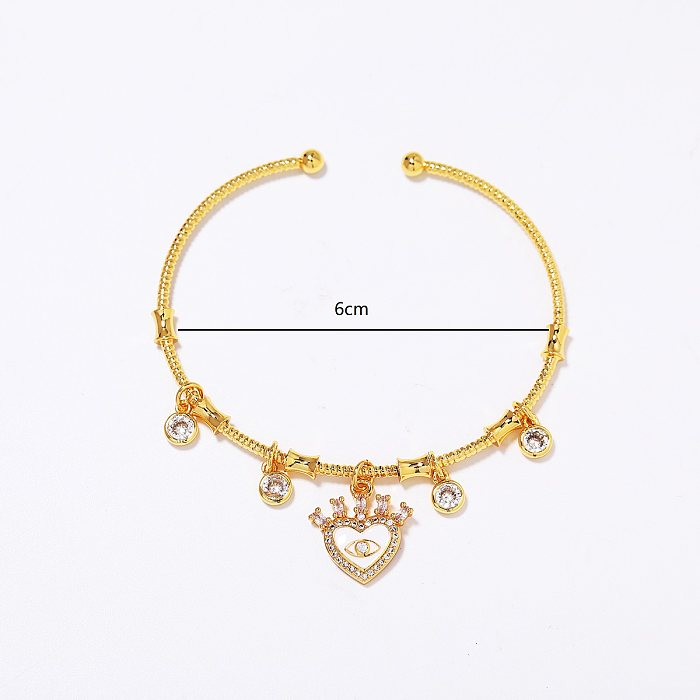 Estilo moderno comute animal árvore coração forma cobre chapeamento incrustação zircão banhado a ouro 18K pulseira