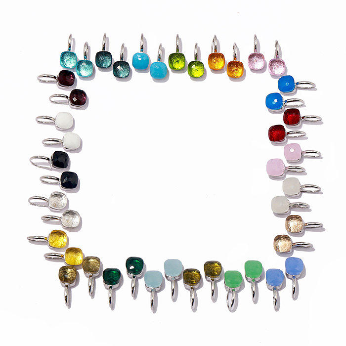 1 Pair Vacation Square Plating Inlay Copper Artificial Crystal Earrings