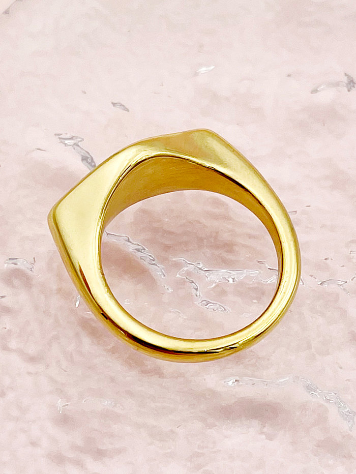 Casual Simple Style Roman Style Rhombus Stainless Steel Plating Gold Plated Rings