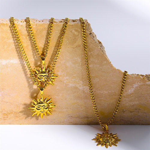 Retro Sun Copper Plating Pendant Necklace