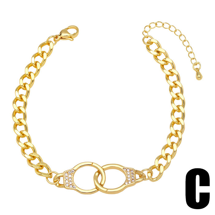 Fashion Leopard Head Copper Bracelets Gold Plated Inlay Zircon Copper Bracelets