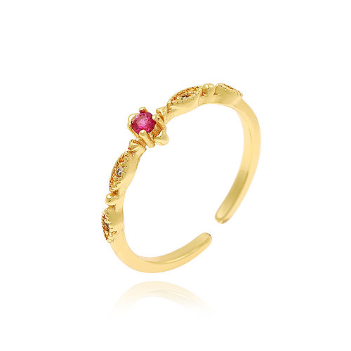 Simple Style Round Copper Inlay Rhinestones Rings