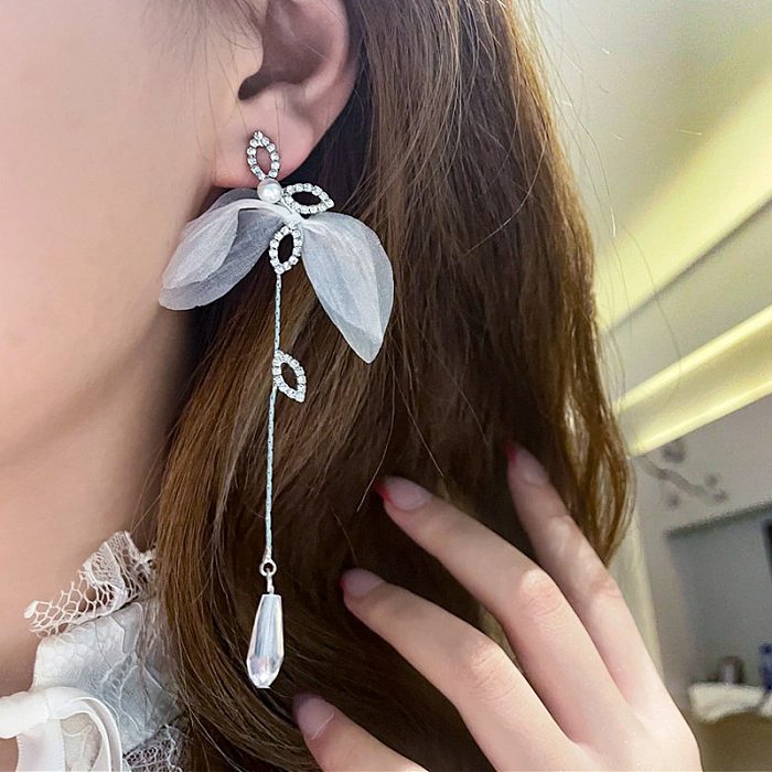 1 Pair Fairy Style Sweet Bow Knot Copper Drop Earrings