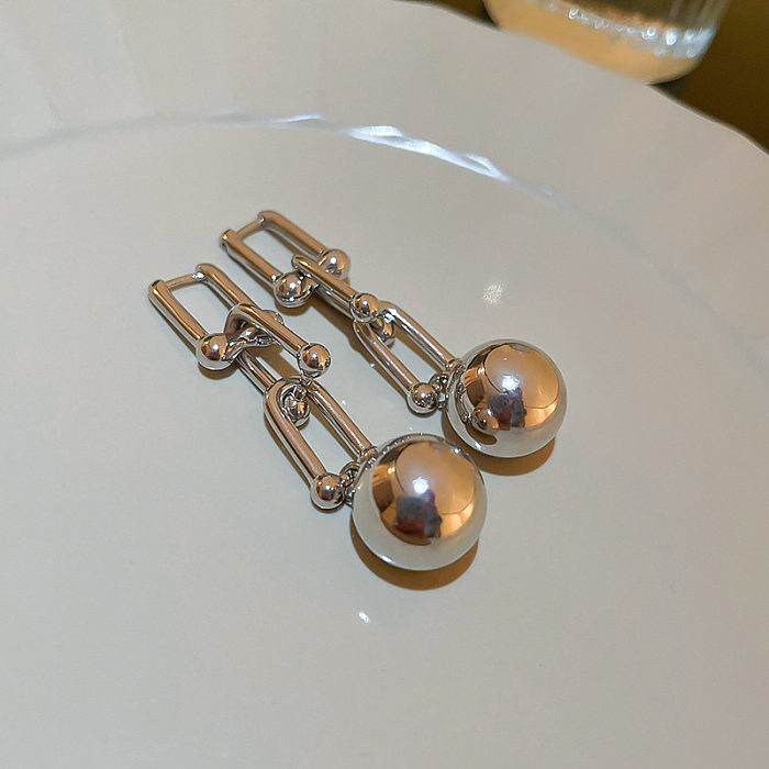 1 Pair Simple Style Ball Plating Inlay Copper Drop Earrings