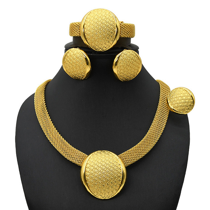 Ethnische Art Runde Wassertropfen Rhombus Verkupferung Vergoldete Armbänder Ohrringe Halskette