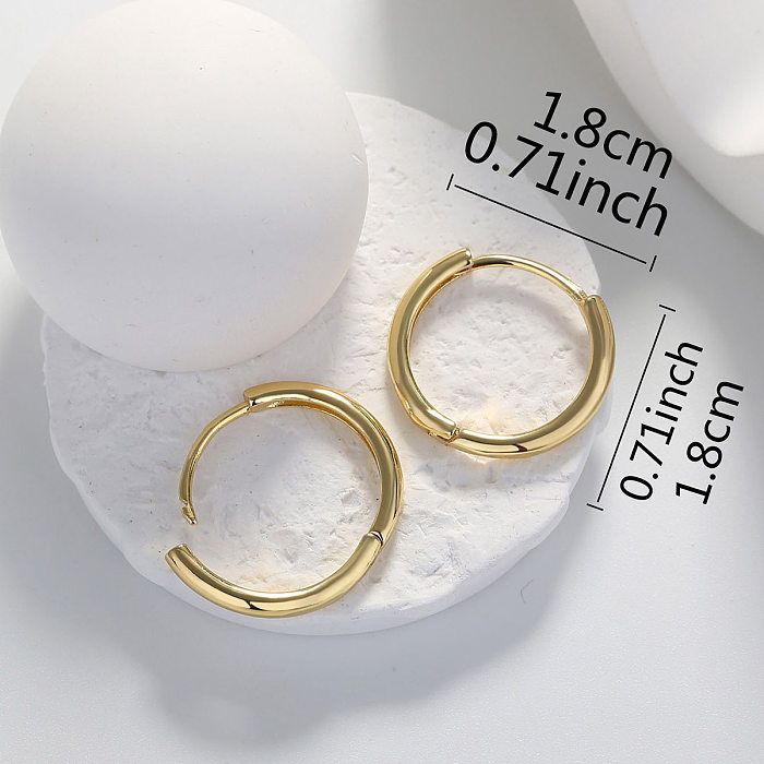 Elegant Round Brass Gold Plated Hoop Earrings 1 Pair