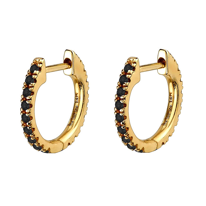 1 Pair INS Style Luxurious Shiny Geometric Copper Plating Inlaid Zircon Zircon Gold Plated Earrings