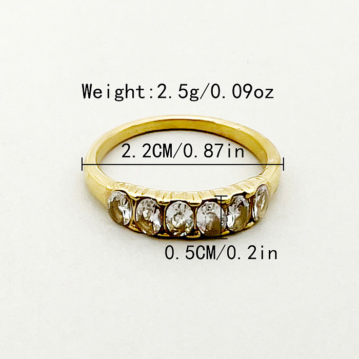 Vintage Style Commute Solid Color Stainless Steel Plating Inlay Zircon Gold Plated Rings