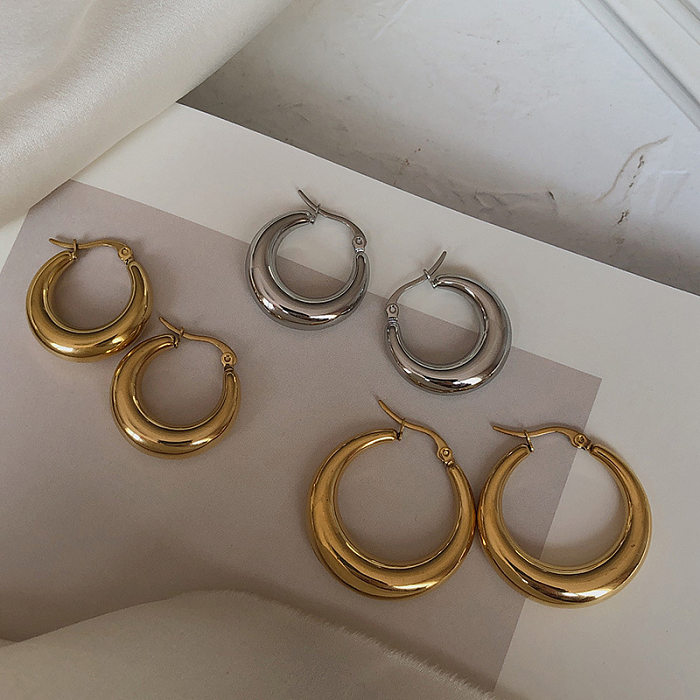 1 Pair Simple Style Solid Color Plating Copper Hoop Earrings