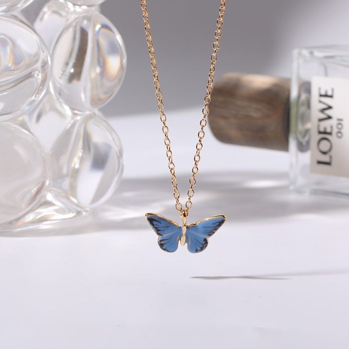 Sweet Butterfly Copper Plating 18K Gold Plated Earrings Necklace