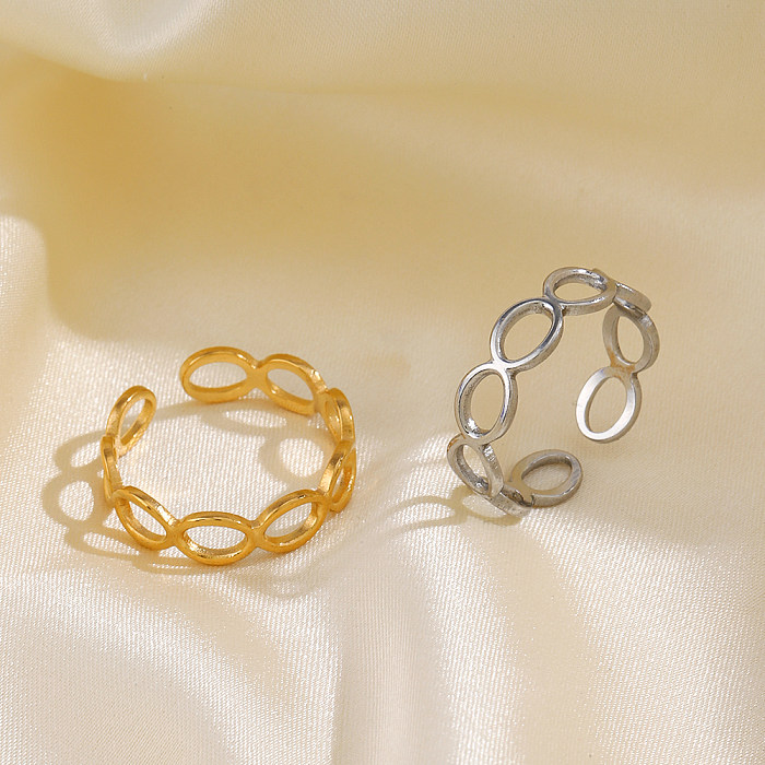 Anéis abertos banhados a ouro 18K de aço inoxidável oval de estilo simples