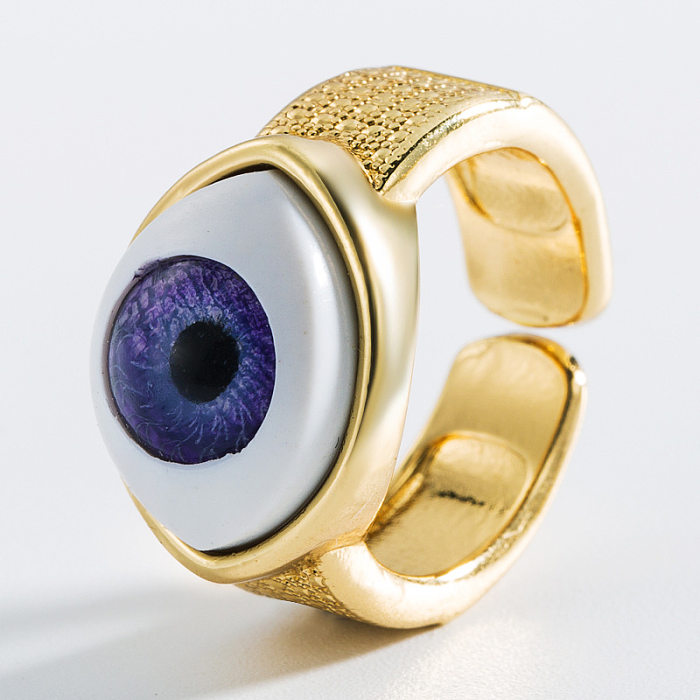 Moda em forma de coração olhos shell cobre micro-incrustado zircão anel aberto