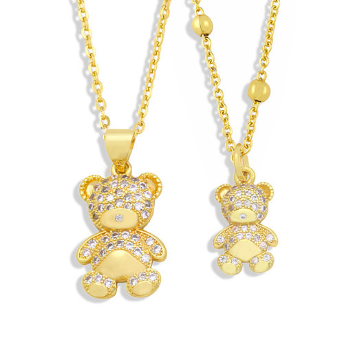 Cartoon Bear Doll Inlaid Zircon Copper Necklace Wholesale jewelry