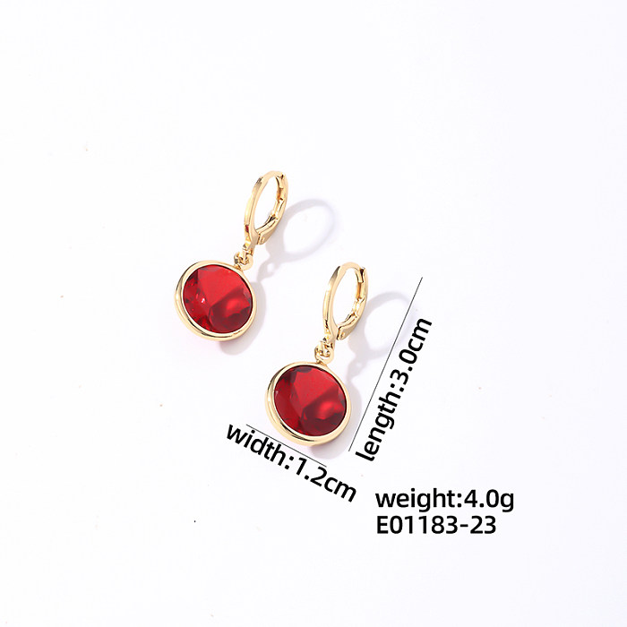 1 Pair Casual Sweet Simple Style Round Plating Inlay Copper Zircon Gold Plated Drop Earrings