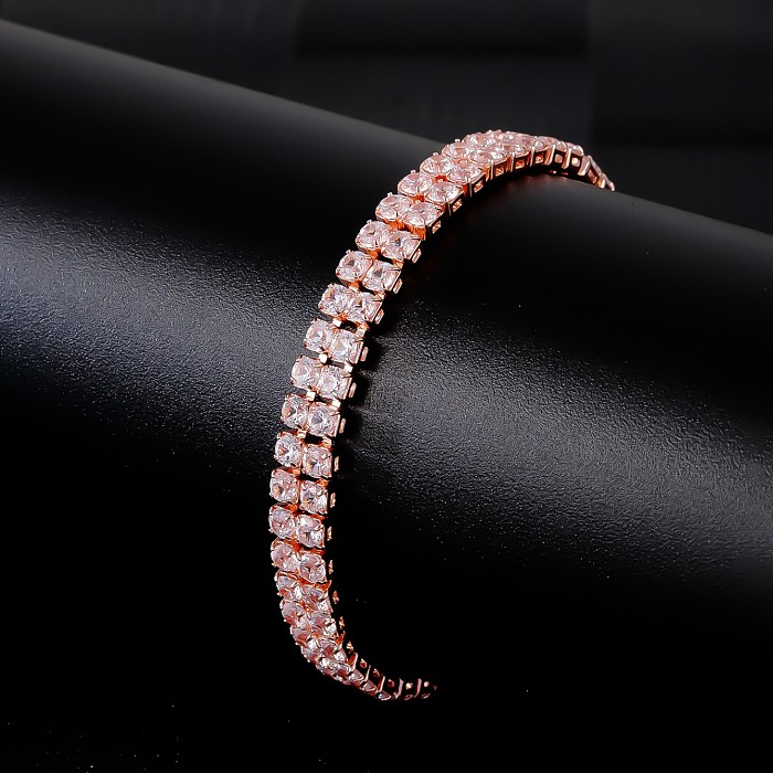 Casual Simple Style Geometric Copper Plating Inlay Zircon White Gold Plated Gold Plated Bracelets