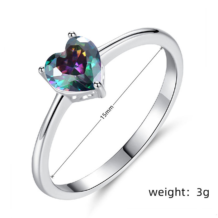 Simple Style Heart Shape Copper Plating Inlay Zircon White Gold Plated Rings