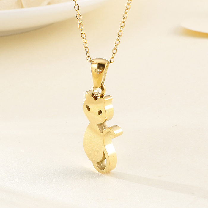 Stall Goods Live Supply Stainless Steel Cute Pet Kitty Necklace Female Fashion Creative Cat Ornament Wholesale