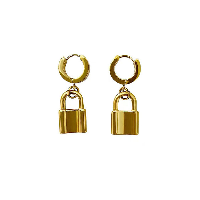 1 Pair Fashion Lock Brass Plating Dangling Earrings