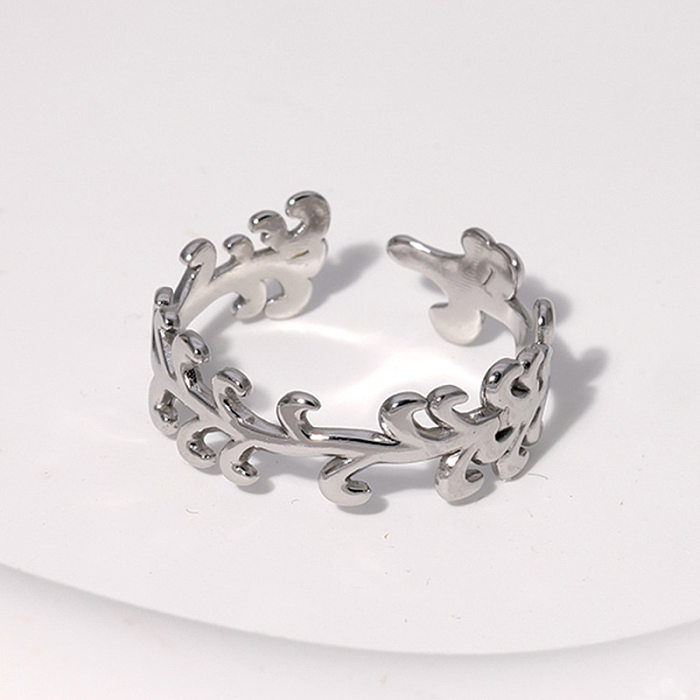 Fashion Leaf Stainless Steel Open Ring 1 Piece