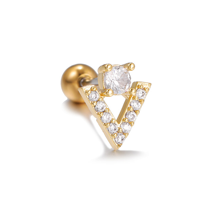 1 Piece Simple Style Flower Plating Inlay Brass Zircon 18K Gold Plated White Gold Plated Ear Studs