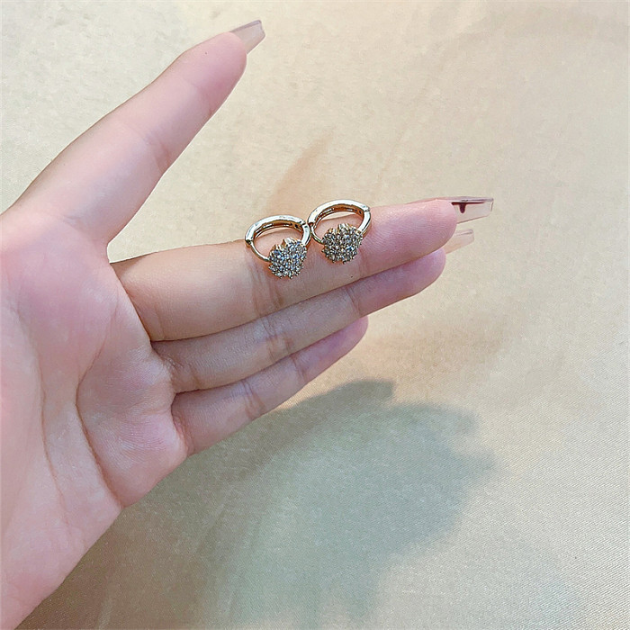 1 Paar lässige, süße runde Schleife-Knoten-Beschichtungs-Inlay-Kupfer-Zirkon-vergoldete Ohrringe