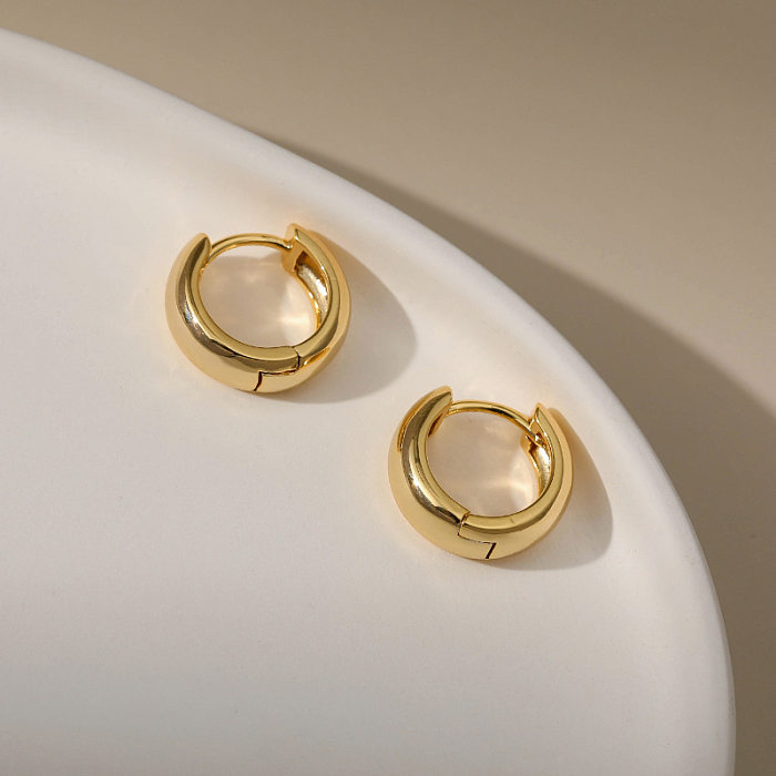 Fashion Round Copper Gold Plated Hoop Earrings 1 Pair
