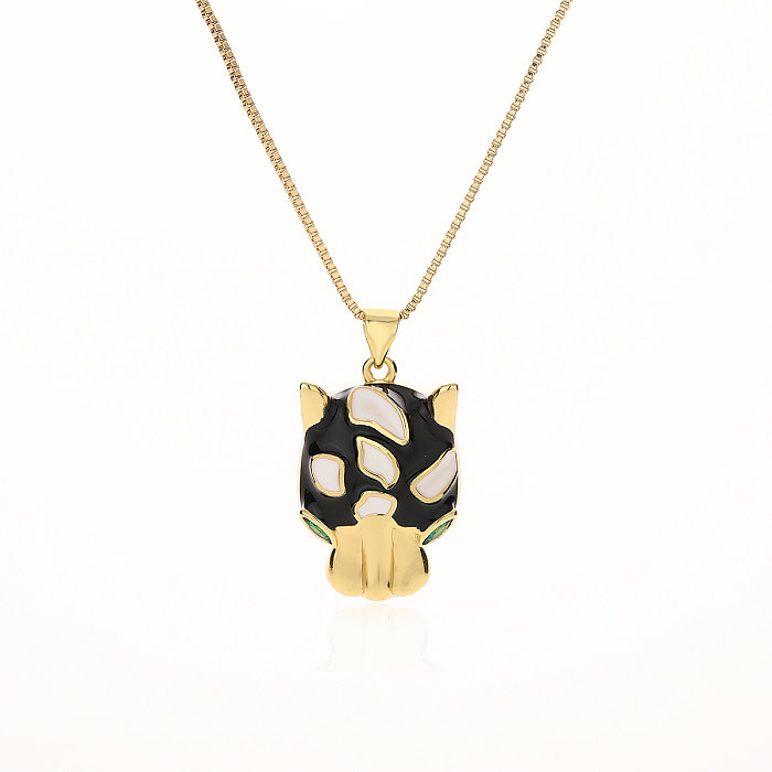Aogu grenzüberschreitende verkupferte echtes Gold Tropfen Öl Tier Leopard Anhänger Halskette weibliche europäische und amerikanische Ins Nischen Persönlichkeit Schlüsselbeinkette