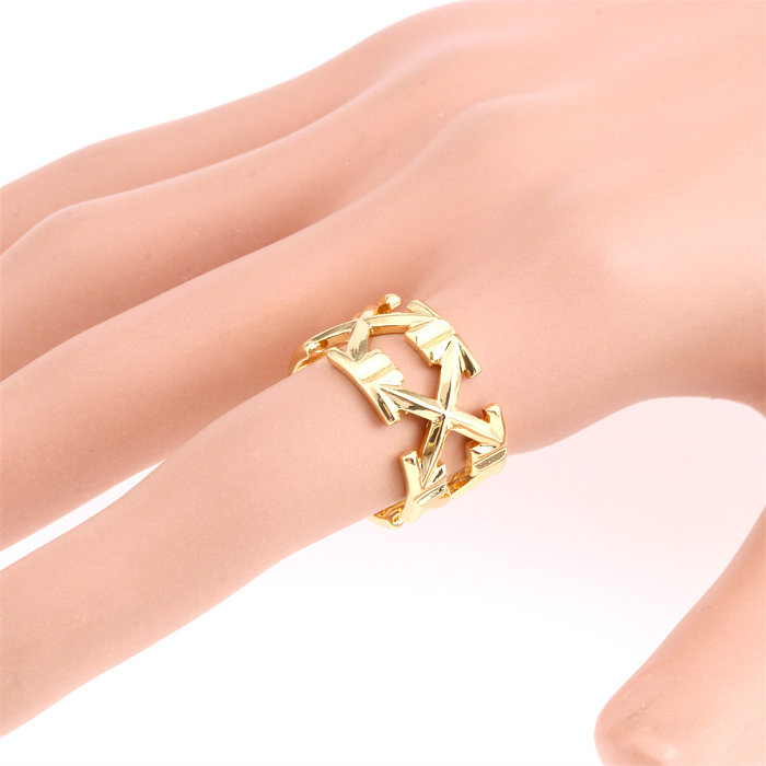 Hip-Hop Arrow Copper Plating 18K Gold Plated Open Ring