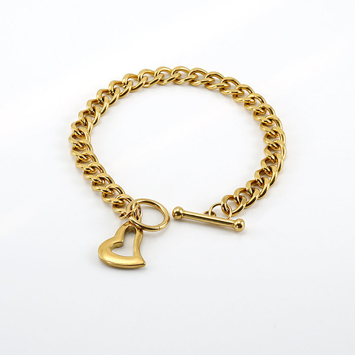 Fashion Heart Shape Stainless Steel Titanium Steel Plating Bracelets Necklace