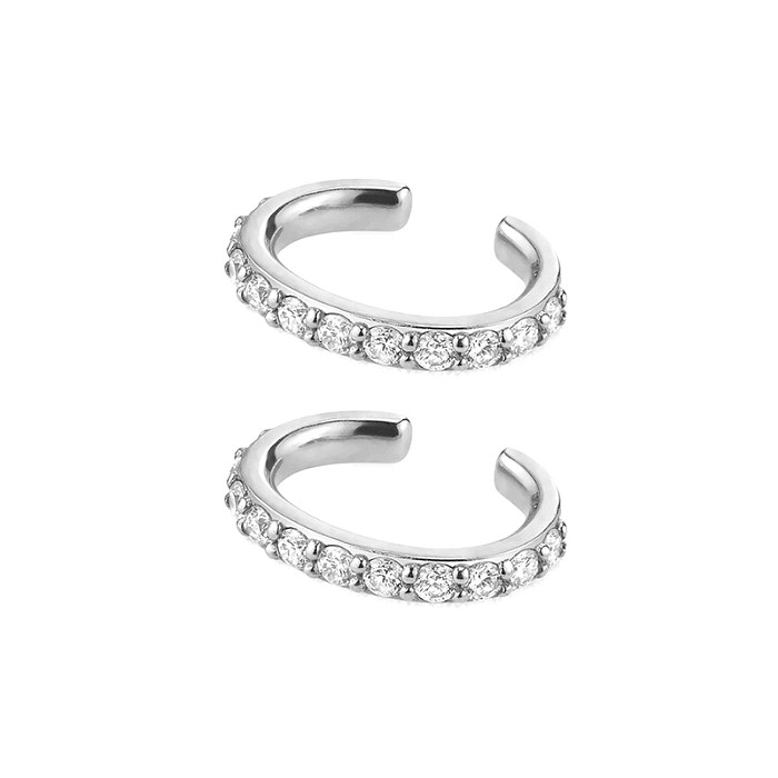 1 Pair INS Style Simple Style Shiny C Shape Copper Plating Inlay Zircon Gold Plated Ear Clips