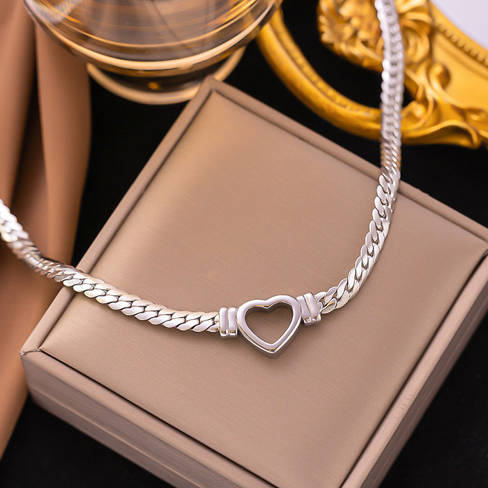 Collier de bracelets de placage en acier titane en forme de coeur de vacances