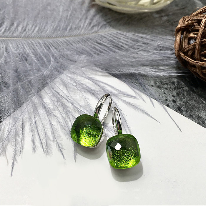 1 Pair Vacation Square Plating Inlay Copper Artificial Crystal Earrings