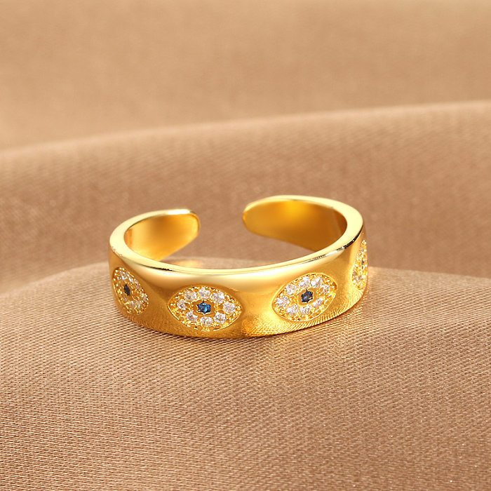 Anéis abertos de zircão com incrustações de cobre estilo clássico
