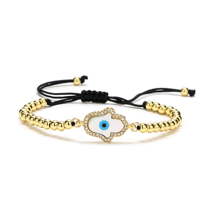Luxuriöse Pendelarmbänder im klassischen Palm-Eye-Kupfer-Perlen-Inlay-Zirkon-Stil