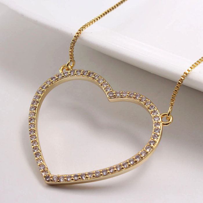 IG Style Basic Simple Style Heart Shape Copper Gold Plated Zircon Necklace In Bulk