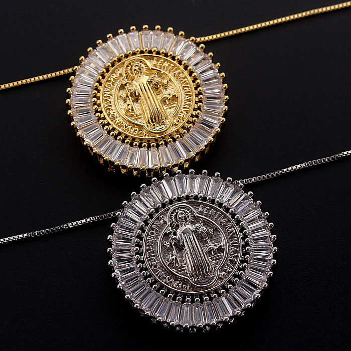 المجوهرات جولة مطلية بالذهب الماس مريم العذراء قلادة المجوهرات بالجملة