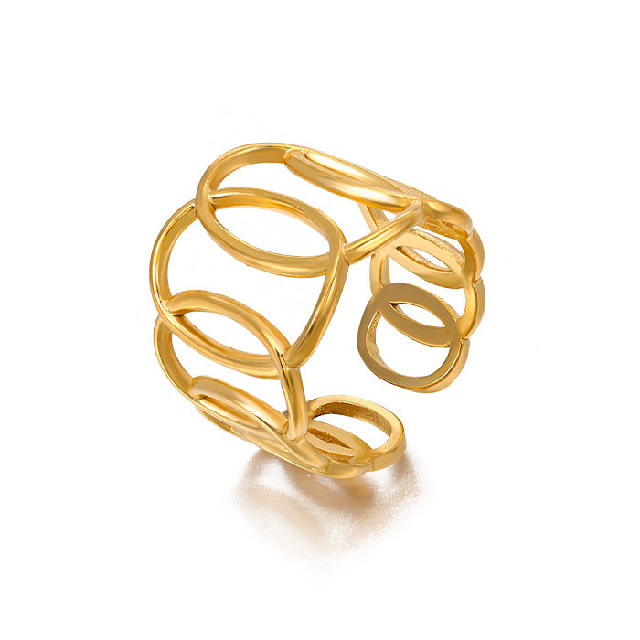 Geometrischer, vergoldeter offener Streetwear-Ring aus Edelstahl in großen Mengen