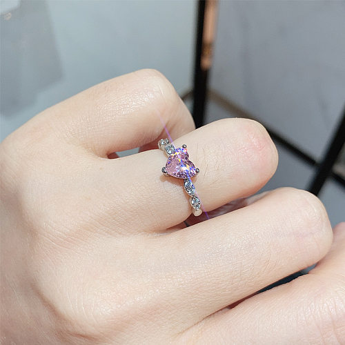 Retro Heart Shape Copper Gold Plated Rhinestones Rings 1 Piece