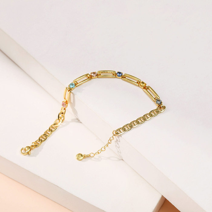 New Copper-plated 18K Real Gold Trend Bracelet Creative Hollow Zircon Temperament Small Jewelry Wholesale