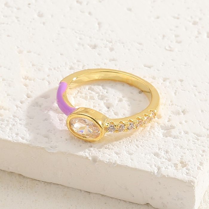 Elegante herzförmige offene Ringe mit 14-karätigem Gold überzogener Zirkon-Inlay-Verkupferung