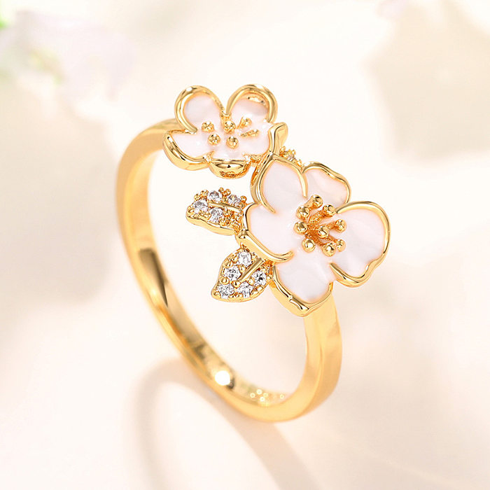 Süße Blumen-Kupfer-Inlay-Ringe mit künstlichen Edelsteinen